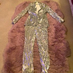 Silver jacket n pants set